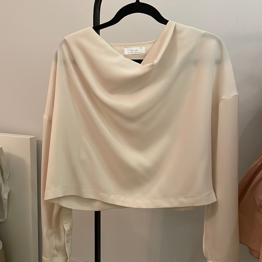 Oak + Fort draped neck blouse